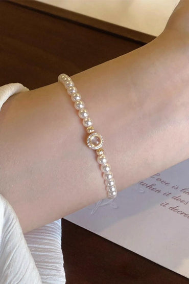 Luxury Pearl Beaded Bracelet Plated Cubic Zirconia Ring Charm 945769131649 - 7 Days / As Picture - COCOMELODY