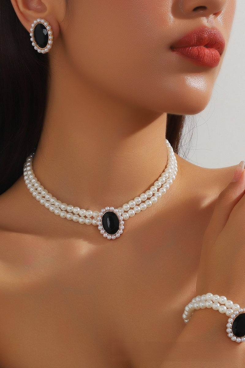Classic Pearl/Bracelet/ Wedding Earrings/Necklace Jewelry Sets (Set of 3) 808578164285