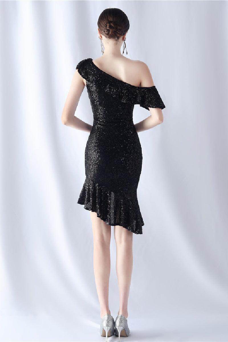 Sheath-Column Knee Length Sequined Cocktail Dress 803821408027 - COCOMELODY
