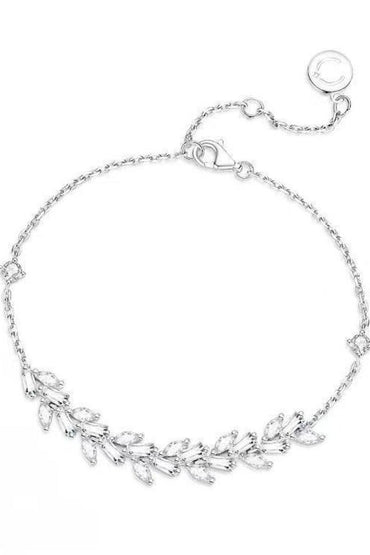 CZ Inlaid Bracelet Adjustable Thin Chain White Copper Silver 926000156001 - 7 Days / As Picture/A - COCOMELODY