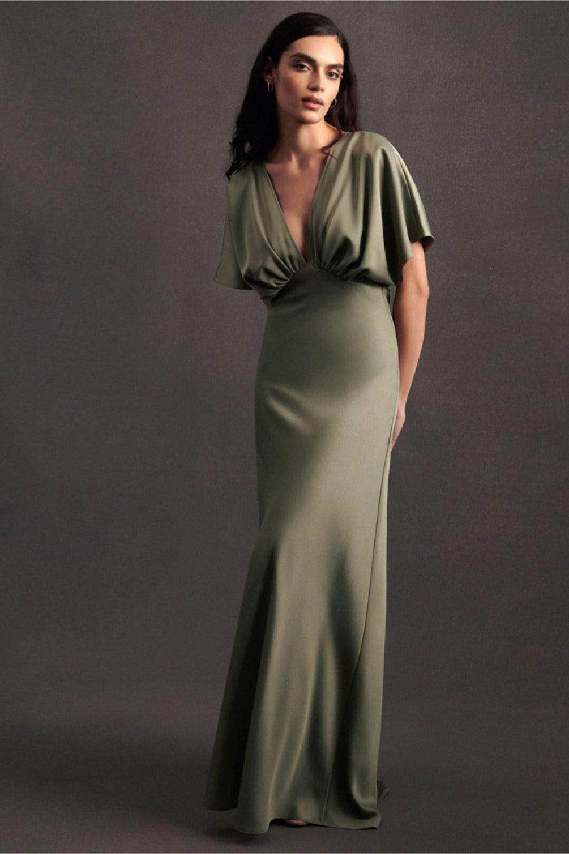 A-Line Maxi Stretch Satin Bridesmaid Dress 658382593437 - COCOMELODY