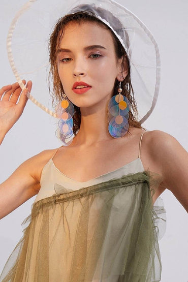 Transparent circular sequins Earrings 573695785599 - COCOMELODY
