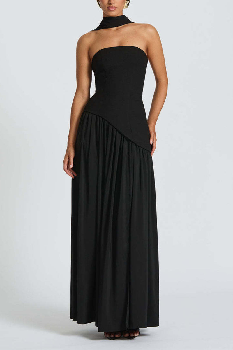 A-Line Maxi Knitted Fabric Dress 970800986791