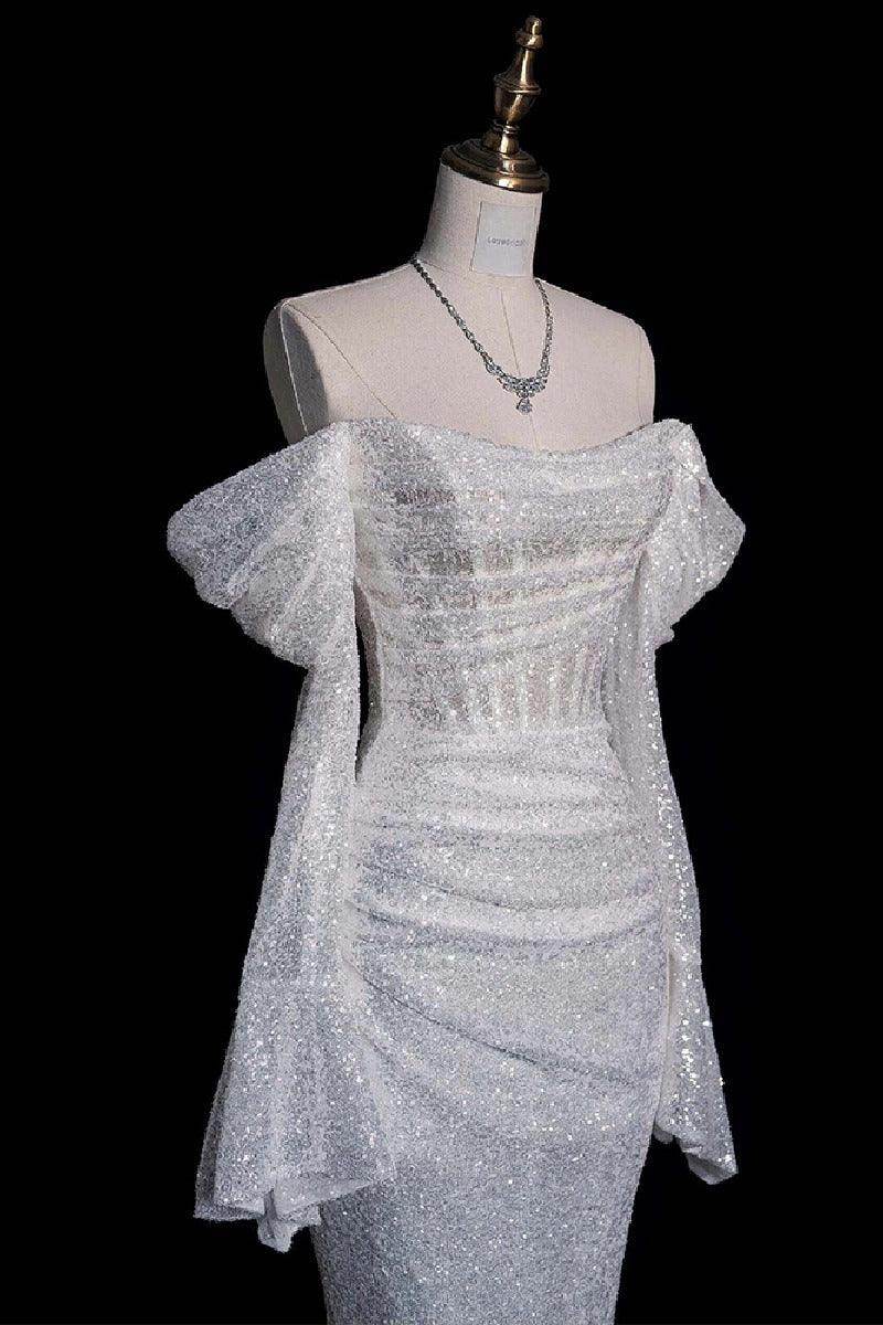 Trumpet-Mermaid Sweep-Brush Train Sequined Lace Wedding Dress 749300816750 - COCOMELODY