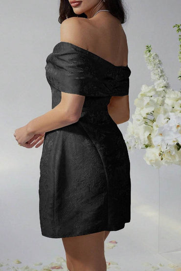 A-Line Mini Jacquard Satin Dress 911548528871 - COCOMELODY