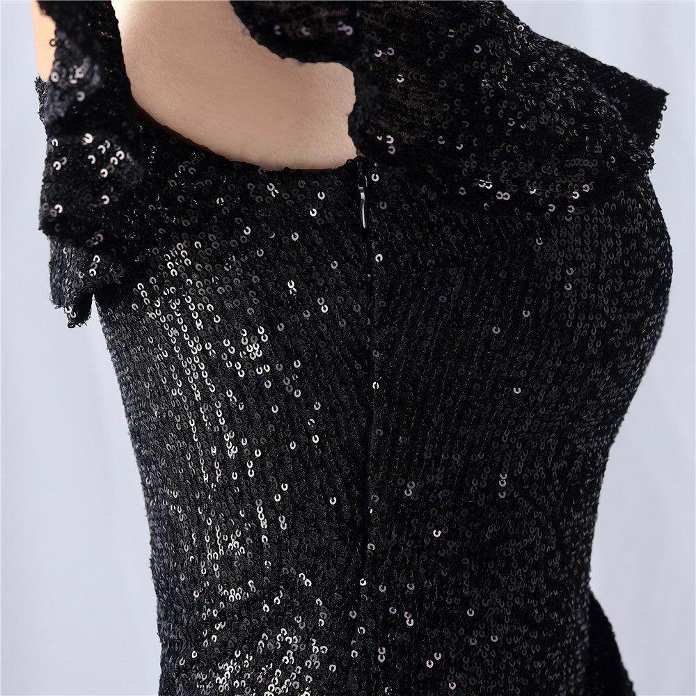 Sheath-Column Knee Length Sequined Cocktail Dress 803821408027 - COCOMELODY