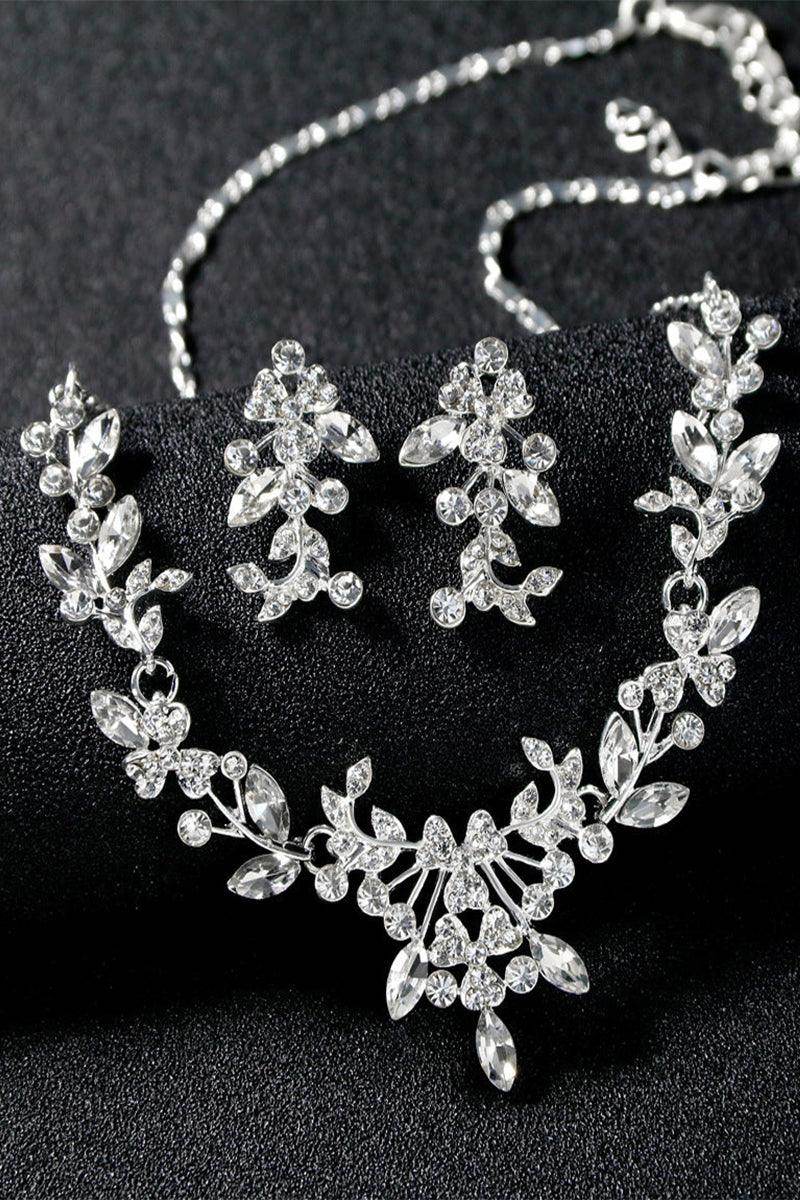 Brass Zircon Necklace Earrings Jewelry 574805330964 - COCOMELODY