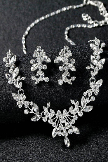 Brass Zircon Necklace Earrings Jewelry 574805330964 - COCOMELODY