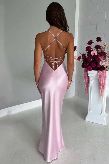 Sexy halter satin cocktail dress 689849690730 - 7 Days / Brown / S - COCOMELODY