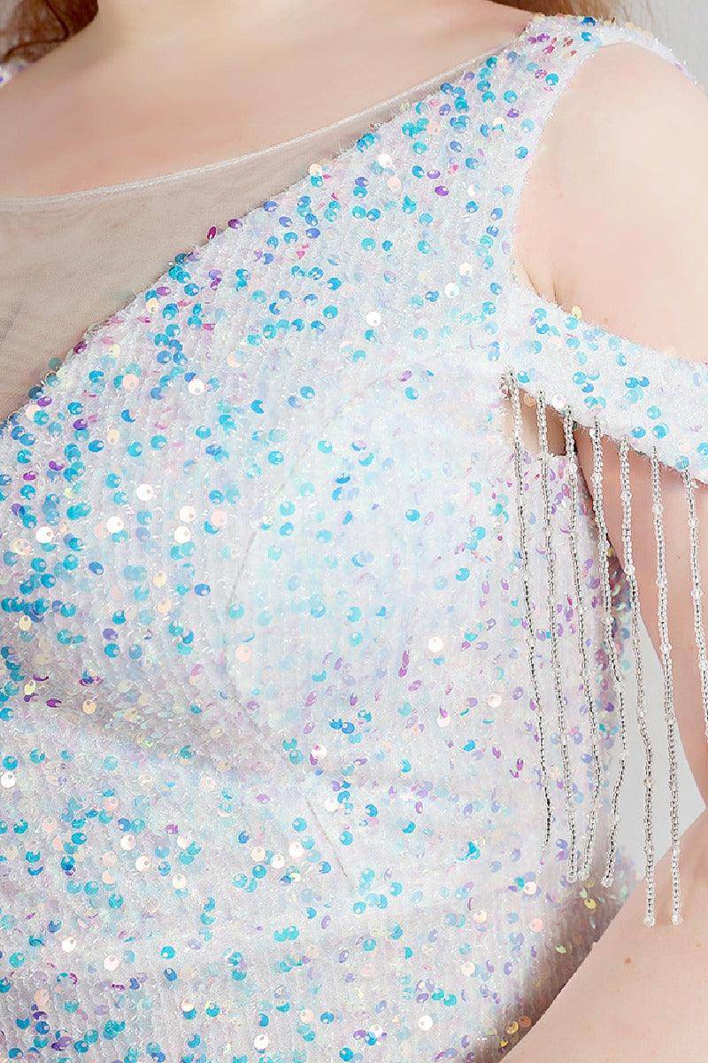Sheath-column floor length sequined dress 647192266545 - COCOMELODY