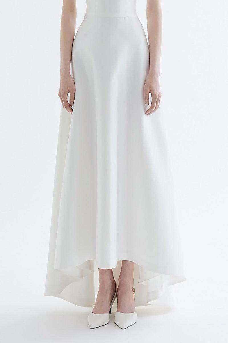A-Line High-Low Satin Wedding Dress 817751424251 - COCOMELODY