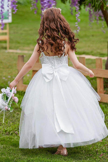 A-Line Scoop Neck Sleeveless Lace/Tulle Flower Girl Dresses 754840464932 - COCOMELODY