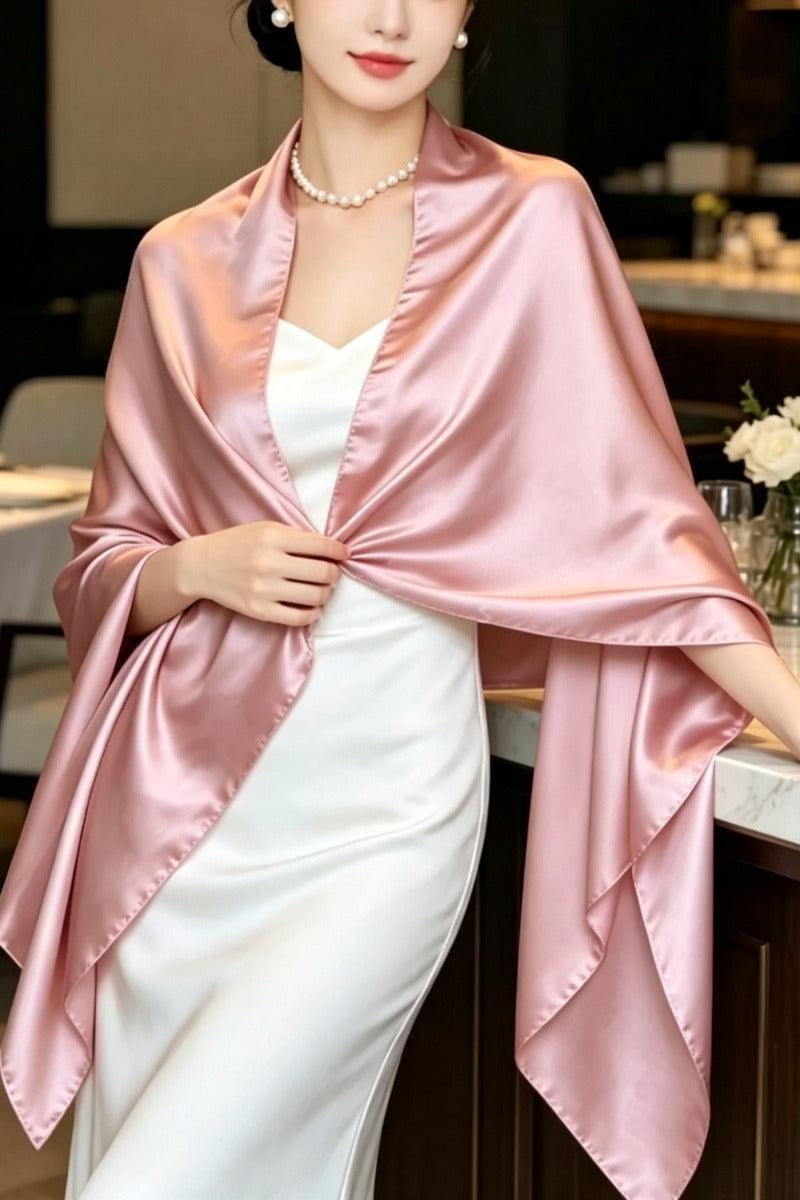 Luxury Satin Shawl Wrap Silky Smooth Evening Dress Cover Up 1047158534185 - 7 Days / Pink - COCOMELODY