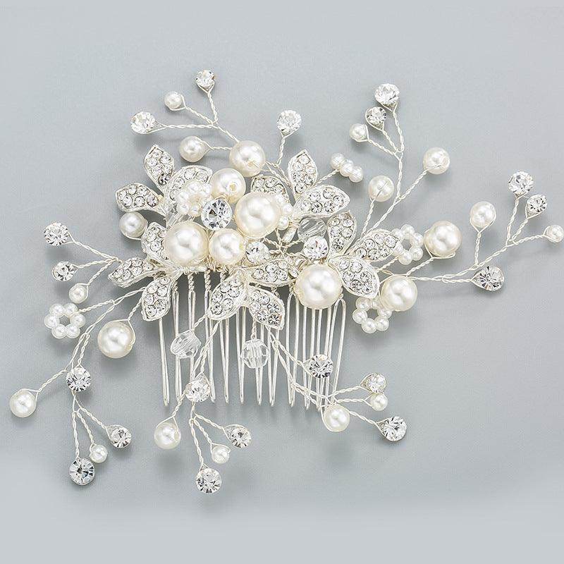 Bridal headwear Wedding accessories Handmade pearl hairdo Combs 524354077005 - COCOMELODY