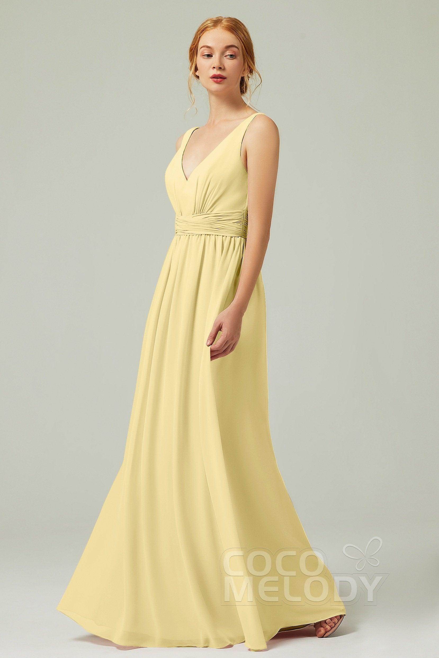 A-Line Floor Length Chiffon Bridesmaid Dress CB0318 - COCOMELODY