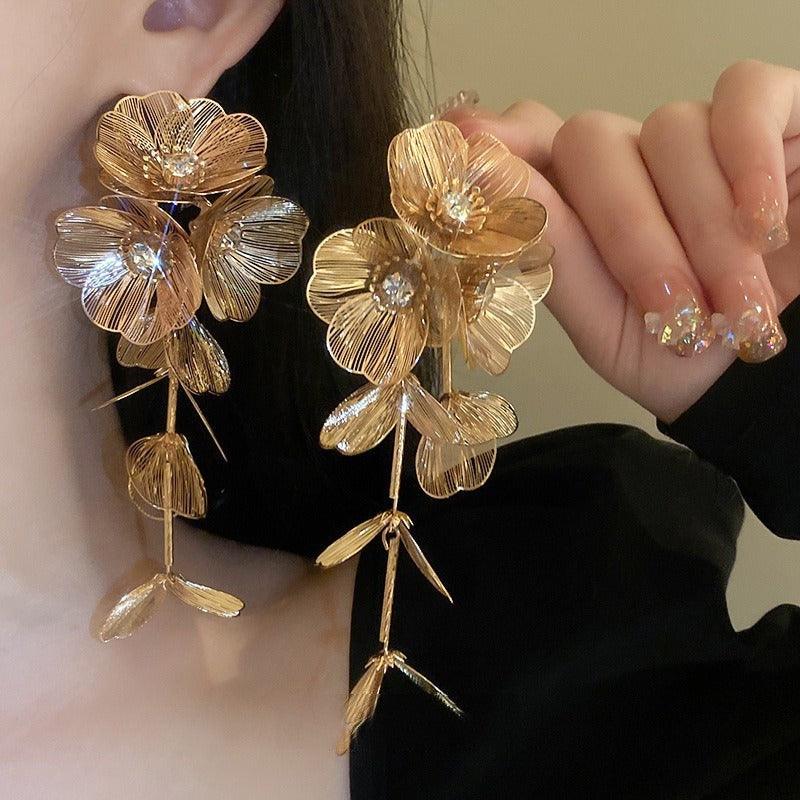 Floral tassel earrings Heavy metal long earrings Fashion earrings 726743719985 - COCOMELODY