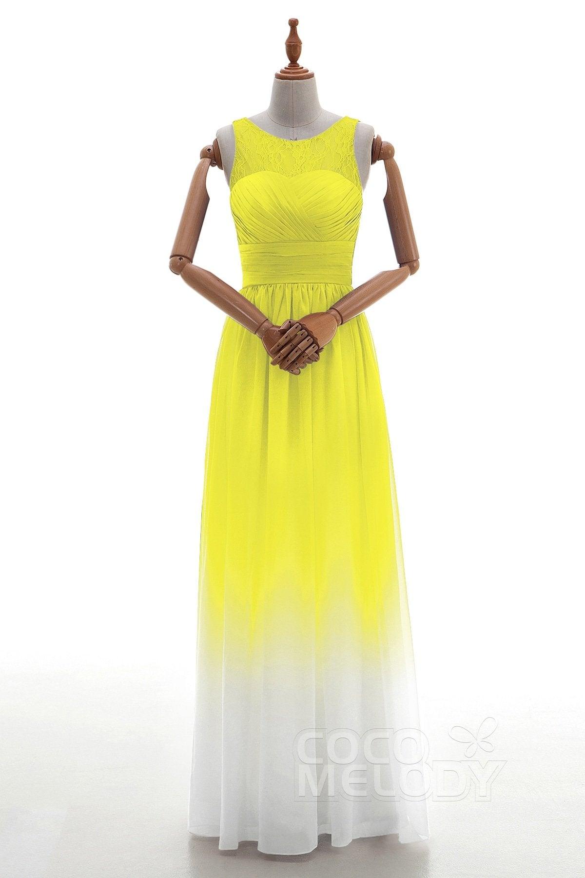COCOMELODY Sheath Floor Length Chiffon Lace Bridesmaid Dress Formal Dresses BD160002 