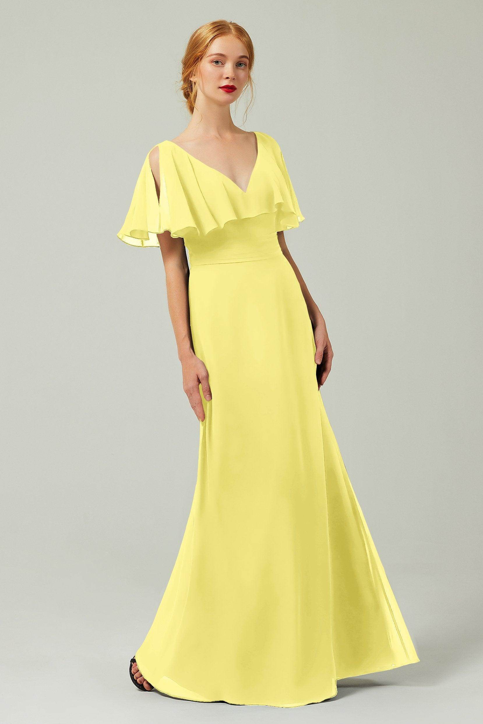 Sheath-Column Floor Length Chiffon Bridesmaid Dress Formal Dresses CB0341 - COCOMELODY