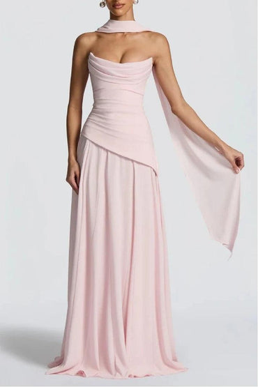 Sheath-Column Floor Length Silk-Like Wedding Guest Dress 1037538978797 - 10 Days / Light Pink / US2 - COCOMELODY