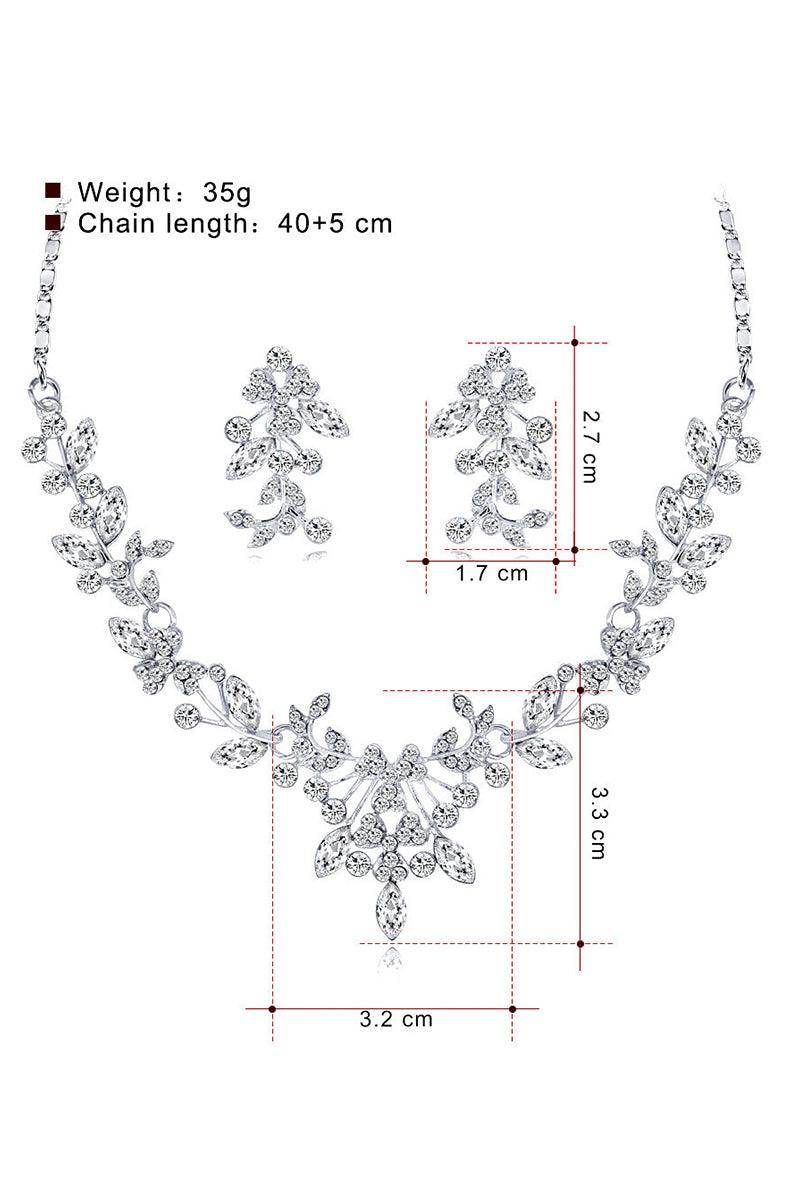 Brass Zircon Necklace Earrings Jewelry 574805330964 - COCOMELODY