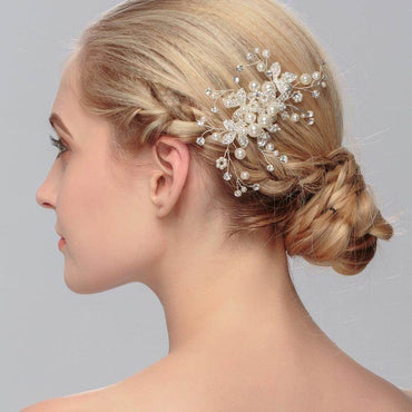 Bridal headwear Wedding accessories Handmade pearl hairdo Combs 524354077005 - COCOMELODY