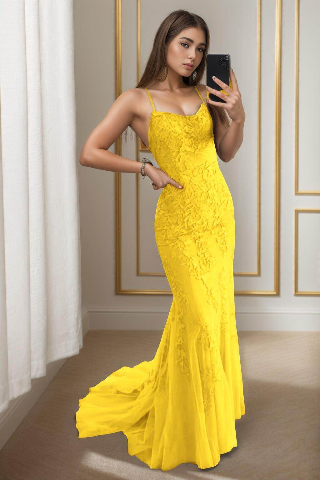 Trumpet-Mermaid Sweep-Brush Train Tulle Prom Dress CS0398 - COCOMELODY