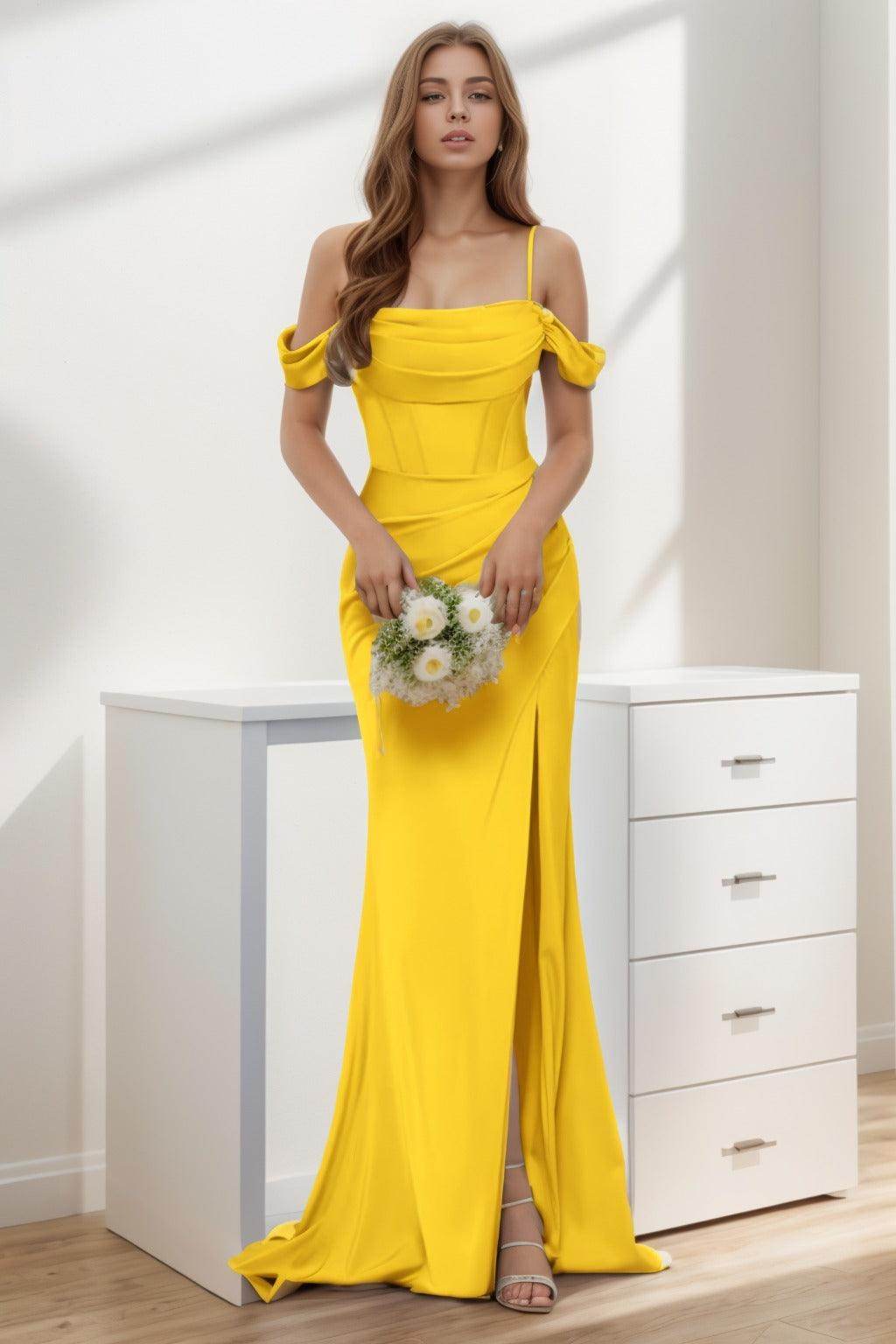 Trumpet-Mermaid Sweep-Brush Train Silk-Like Prom Dress CS0399 - COCOMELODY