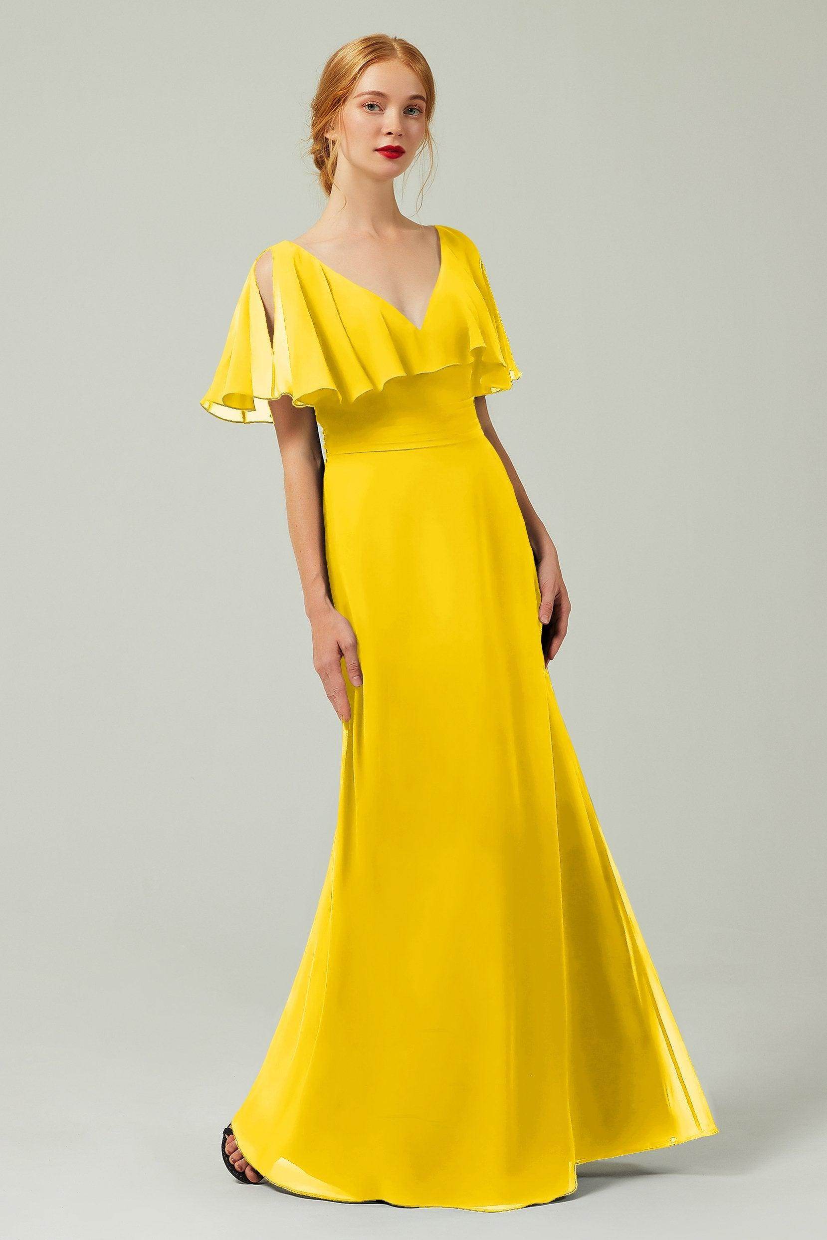 Sheath-Column Floor Length Chiffon Bridesmaid Dress Formal Dresses CB0341 - COCOMELODY