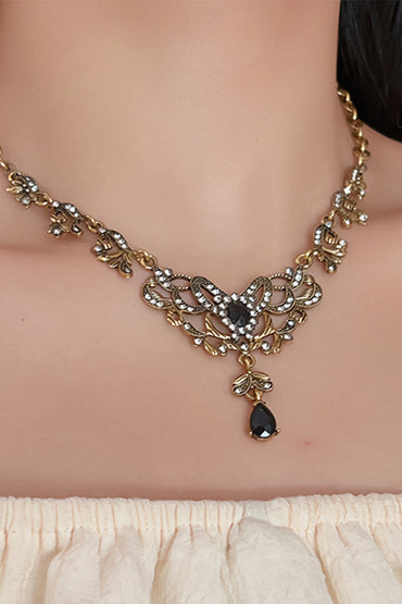 Palace wind zircon water drop necklace 799475271781