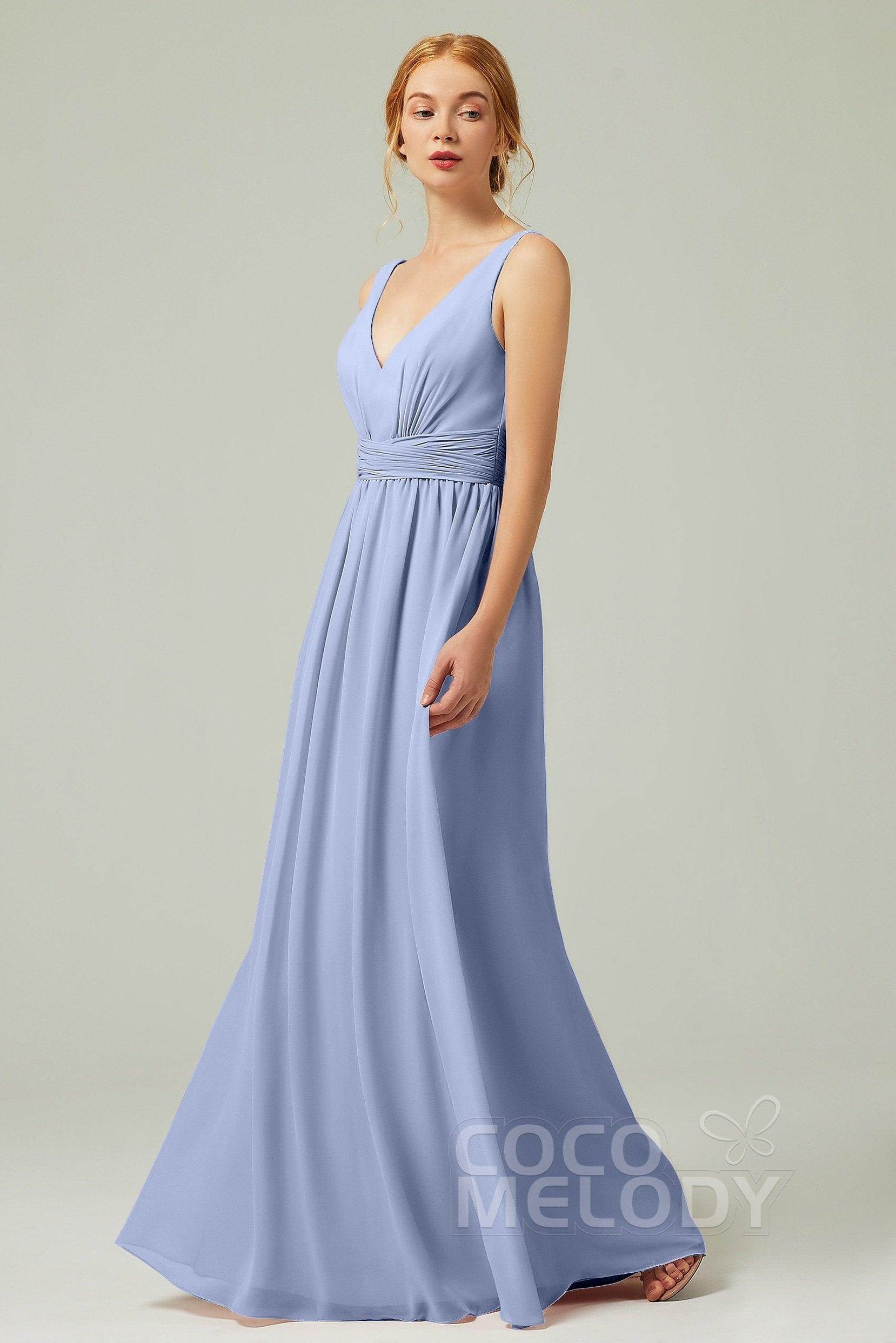 A-Line Floor Length Chiffon Bridesmaid Dress CB0318 - COCOMELODY