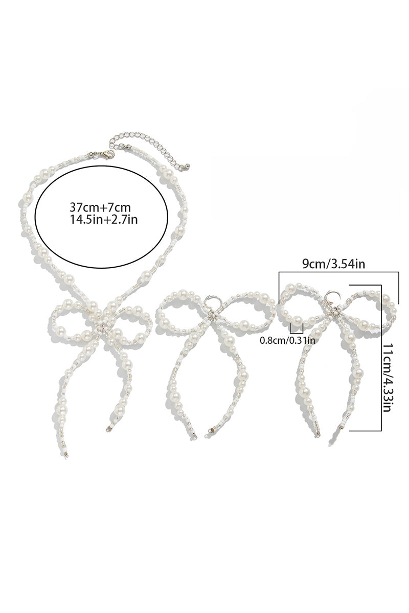 Classic Pearl/ Wedding Earrings/Necklace Jewelry Sets (Set of 2) 911142632859