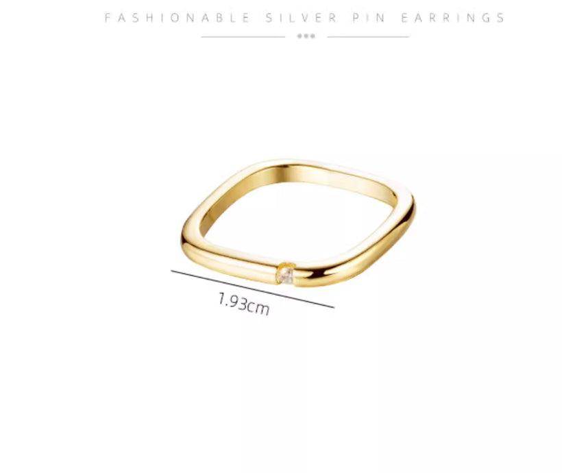 Index finger sterling silver ring small square ring personality couple ring 635585616929 - COCOMELODY