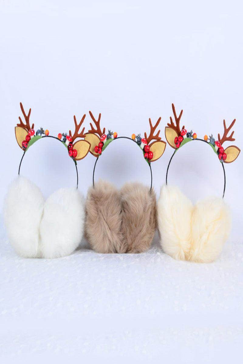 Christmas elk antlers Winter warm earmuffs Cute cat ear headband headdress 849465740917 - COCOMELODY