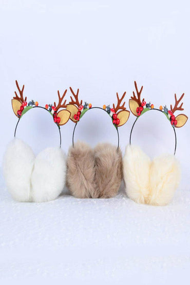 Christmas elk antlers Winter warm earmuffs Cute cat ear headband headdress 849465740917 - COCOMELODY