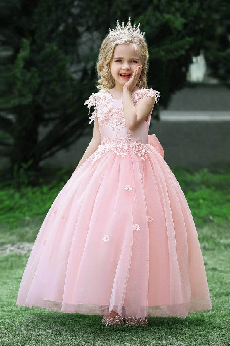 Ball-Gown Scoop Neck Sleeveless Floor-Length Lace/Tulle Flower Girl Dresses 669112568621 - COCOMELODY