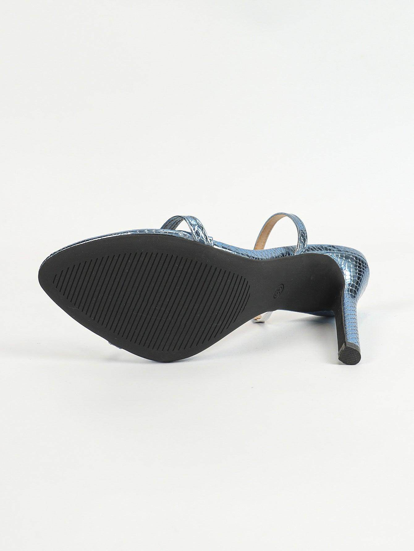 Faux Leather Single Strap Stiletto Heels 816351874612 - COCOMELODY