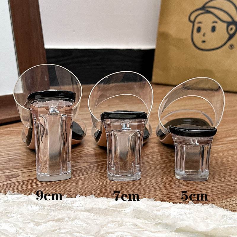 Chunky-heeled transparent sandals 718875447541 - COCOMELODY