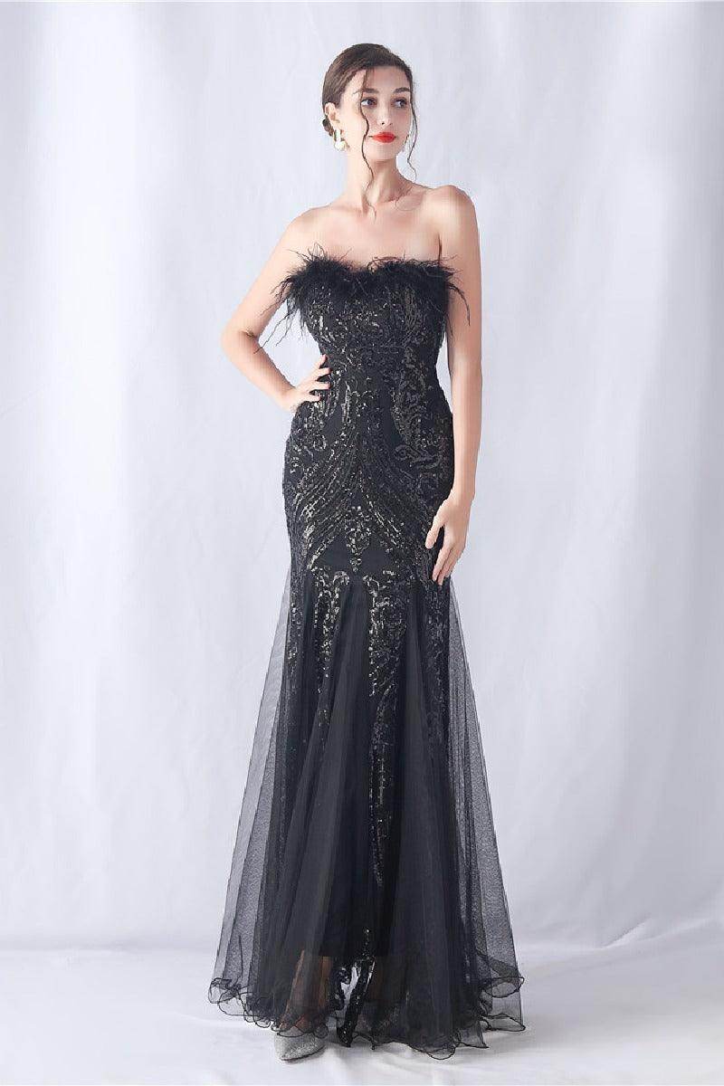 Trumpet-Mermaid Floor Length Sequins Dress 794428992571 - COCOMELODY