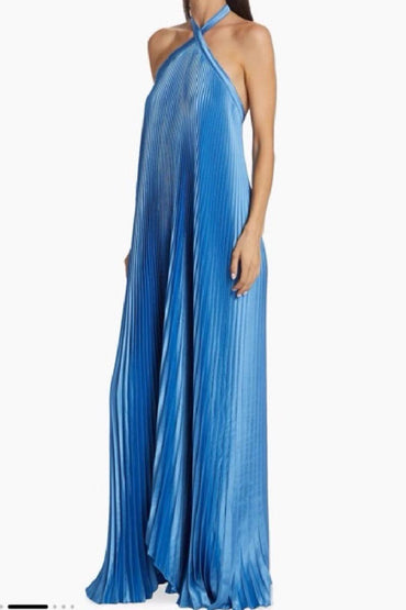 A-Line Floor Length Silk-Like Wedding Guest Dress 833160632824 - 10 Days / Blue / S - COCOMELODY