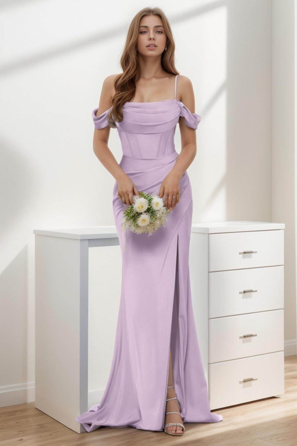 Trumpet-Mermaid Sweep-Brush Train Silk-Like Prom Dress CS0399 - COCOMELODY