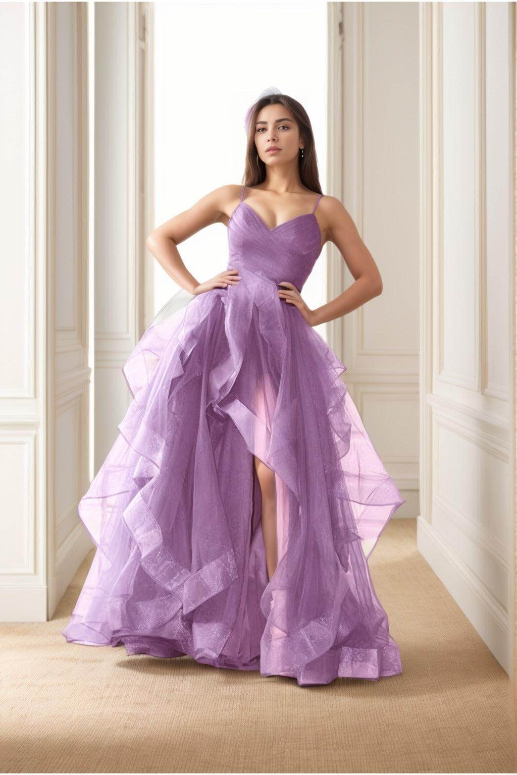 A-Line Floor-Length Tulle Prom Dress CS0412 - COCOMELODY