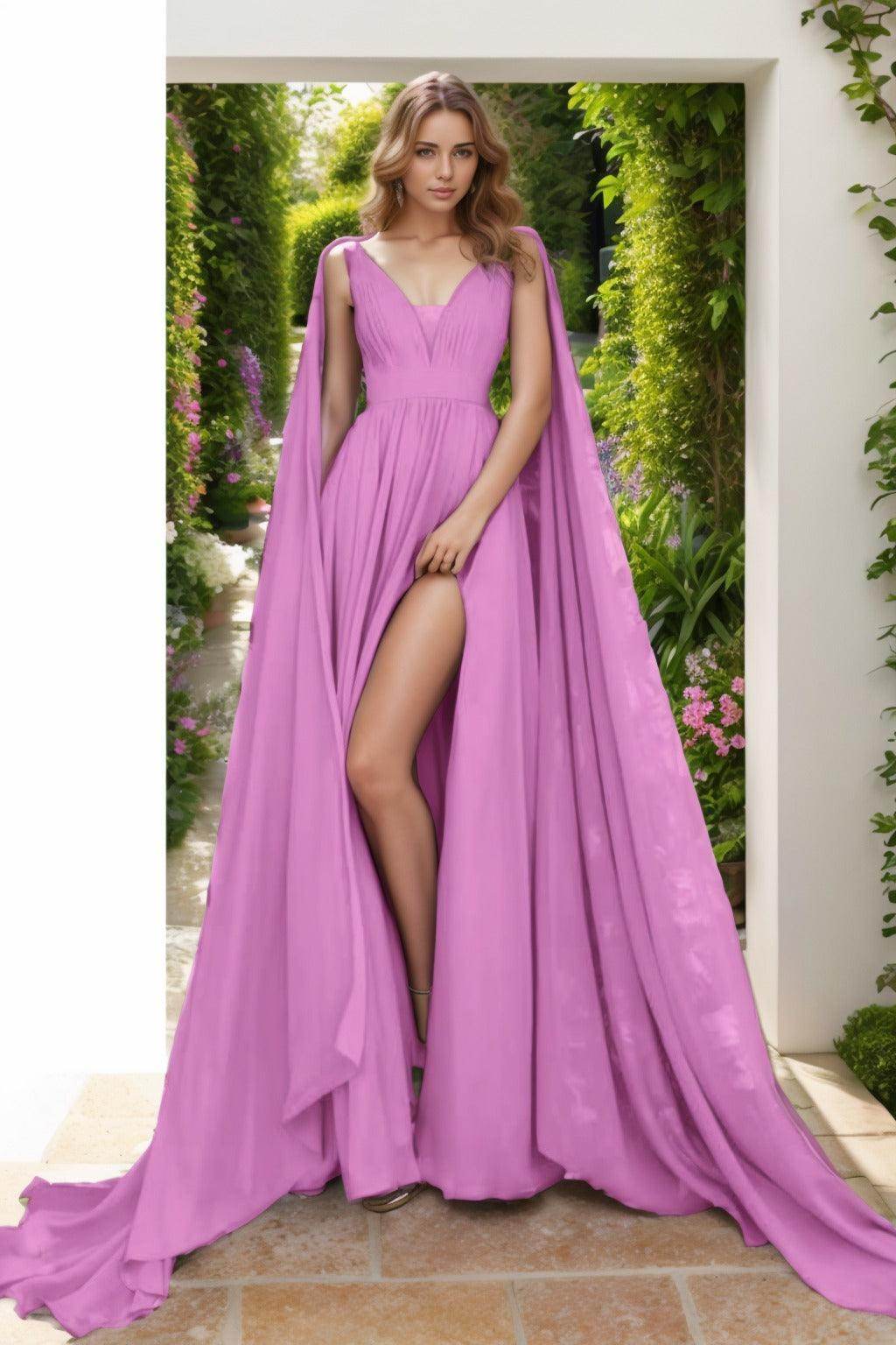 A-Line Floor Length Chiffon Prom Dress CS0454 - COCOMELODY
