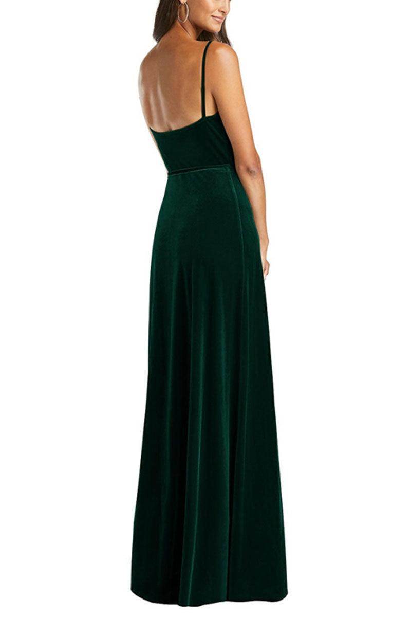A-Line Maxi Velvet Bridesmaid Dress 632358899575 - COCOMELODY