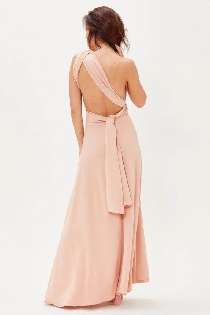 A-Line Maxi Knitted Fabric Bridesmaid Dress 613443982386 - COCOMELODY