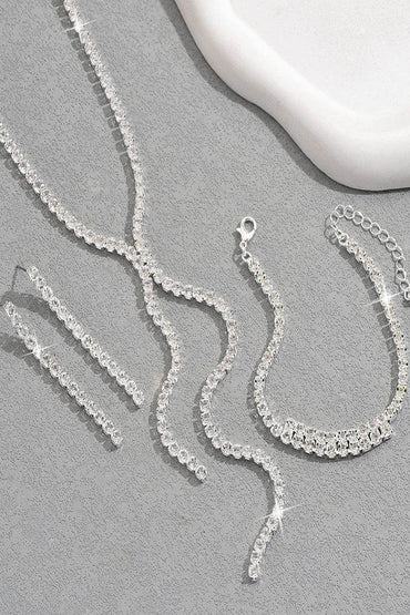 Classic Zircon Wedding Bracelet/Earrings/Necklace Jewelry Sets (Set of 3) 845056946494 - COCOMELODY