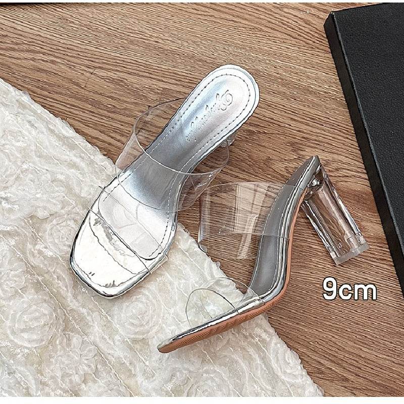 Chunky-heeled transparent sandals 718875447541 - COCOMELODY