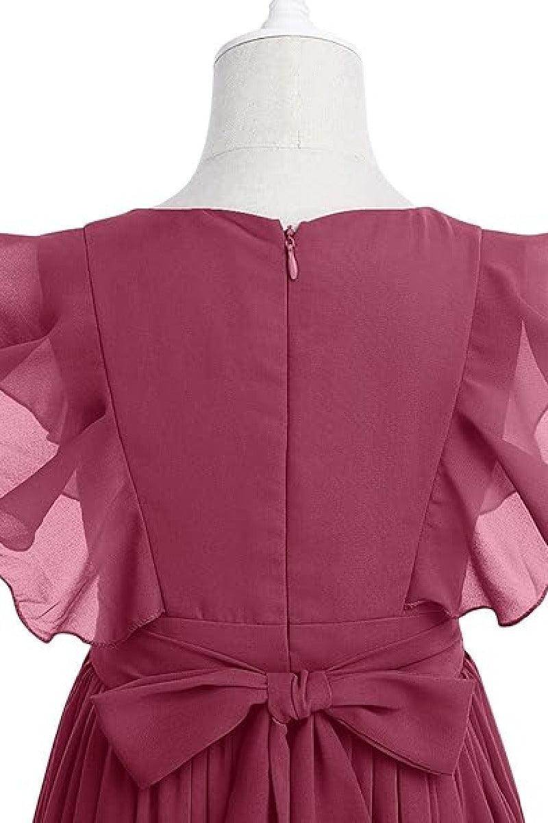 Ruffle Chiffon A-Line Junior Bridesmaid Gown B09JG8X785 - COCOMELODY