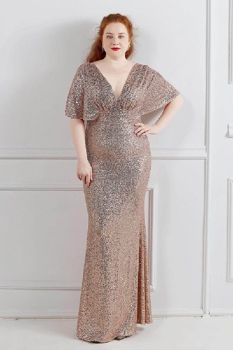 Sheath-column floor length sequined dress 646322132270 - COCOMELODY