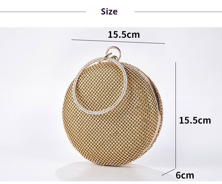 Rhinestone mid-round evening bag 791461170551 - COCOMELODY