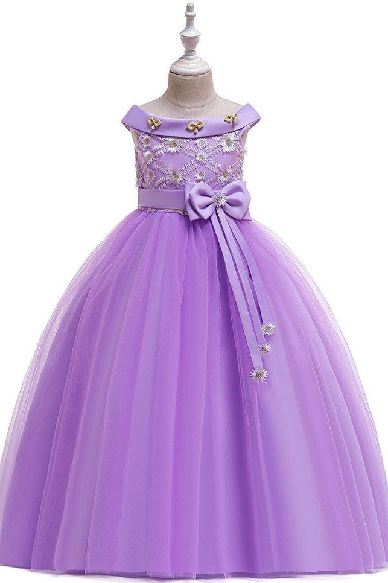 Ball-Gown/Princess Off the Shoulder Tulle Floor-length Flower Girl Dresses 598054757127 - COCOMELODY